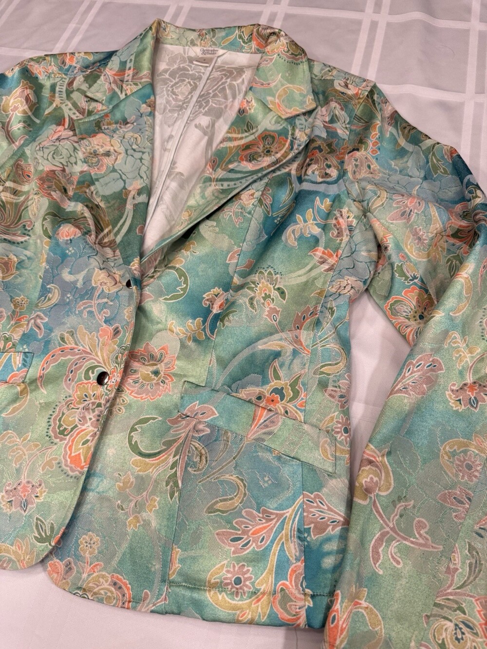 Christopher & Banks Green Blue Floral Print Womens Small Whimsical Watercolor